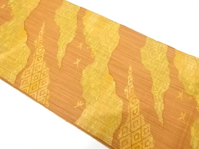 JAPANESE KIMONO / NAGOYA OBI / WOVEN BIRD & CLASSICAL PATTERN 
